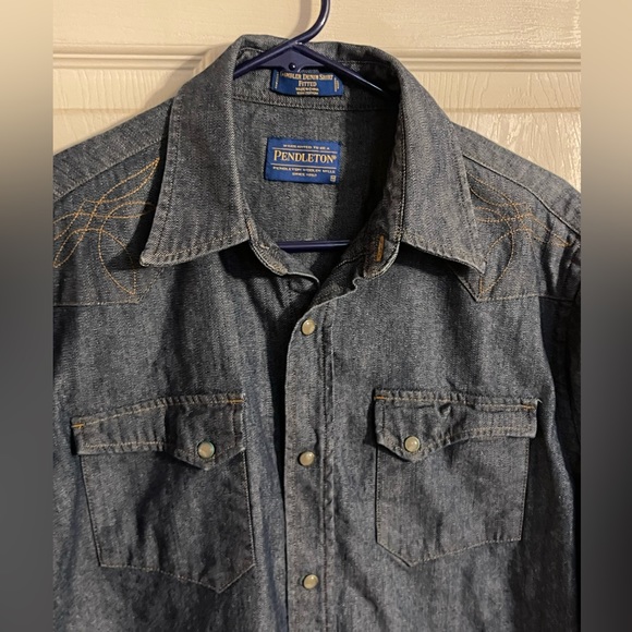 Pendleton Gambler pearls snap buttons western denim shirt men’s size medium - Picture 2 of 8